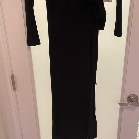 Good American | The Daynight Long Sleeve Wrap Dress in Black Size 2 - Picture 7 of 7